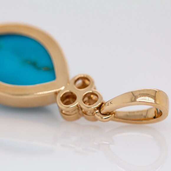 Sleeping Beauty Turquoise Pendant in 14K Solid Gold with Natural Diamond Accents - Picture 7 of 7